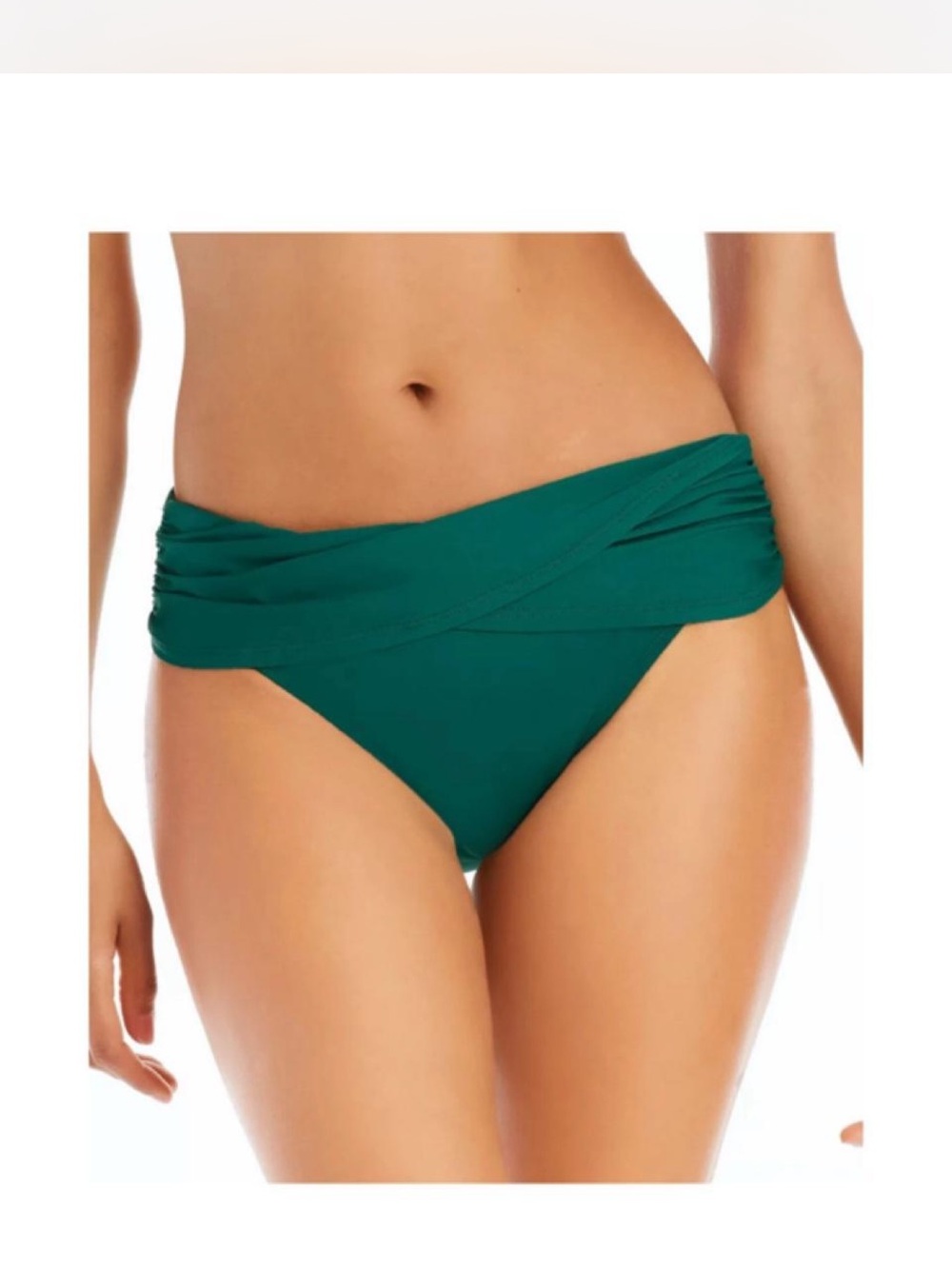 Bleu Rod Beattie Teal Fold-Over Ruched Bikini Bottom